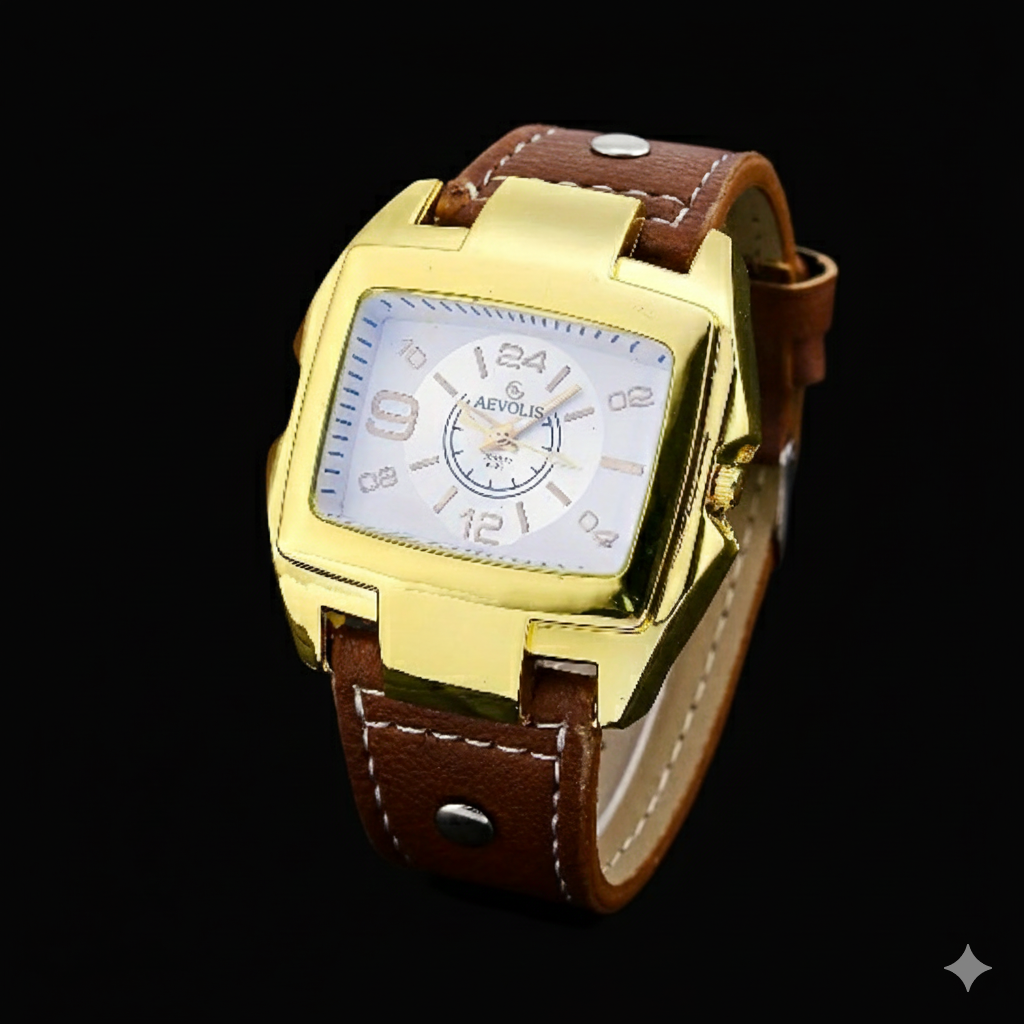 AEVOLIS | Montre Minimaliste Carrée Unisexe – Style Tendance et Grand Cadran (Version Homme)