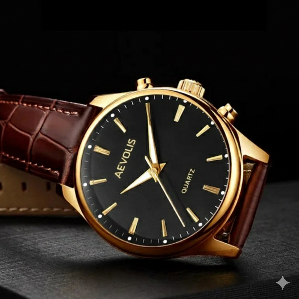 AEVOLIS | Montre Chronographe Homme de Luxe – Quartz, Bracelet Cuir & Esprit Sportif