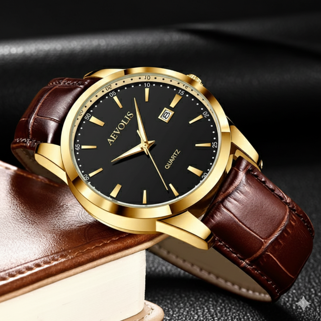 AEVOLIS | Montre Militaire de Luxe – Chronographe, Cuir, Étanche